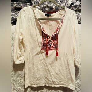 RXB Cream Blouse with Red Embroidery
